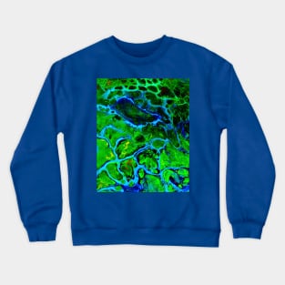 Blue lake acrylic pouring art Crewneck Sweatshirt